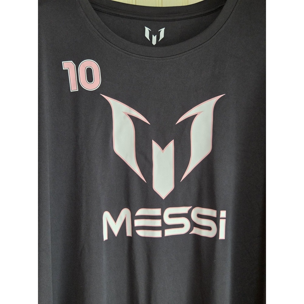 Messi Shirt Mens 3XL Black Number 10 Soccer‎ Graphic Tee Polyester Logo